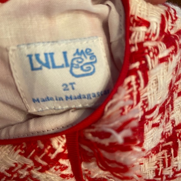 Luli And Me Girls’ red and white tweed Cap Sleeve Dress, Size 2T - Picture 3 of 7